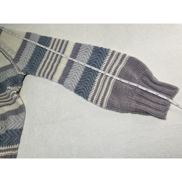 VICI Oakwood striped crewneck wool blend beige/lilac Women knit Sweater SzXL NEW - Picture 6 of 11